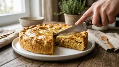 Torta salata veloce con cavolo e pollo: una cena sostanziosa senza impastare